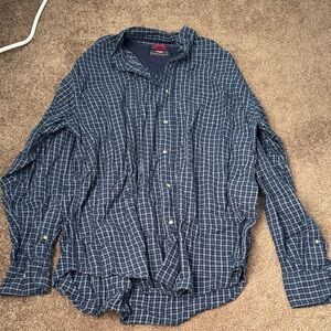 Wrangler Navy Plaid Casual Shirt